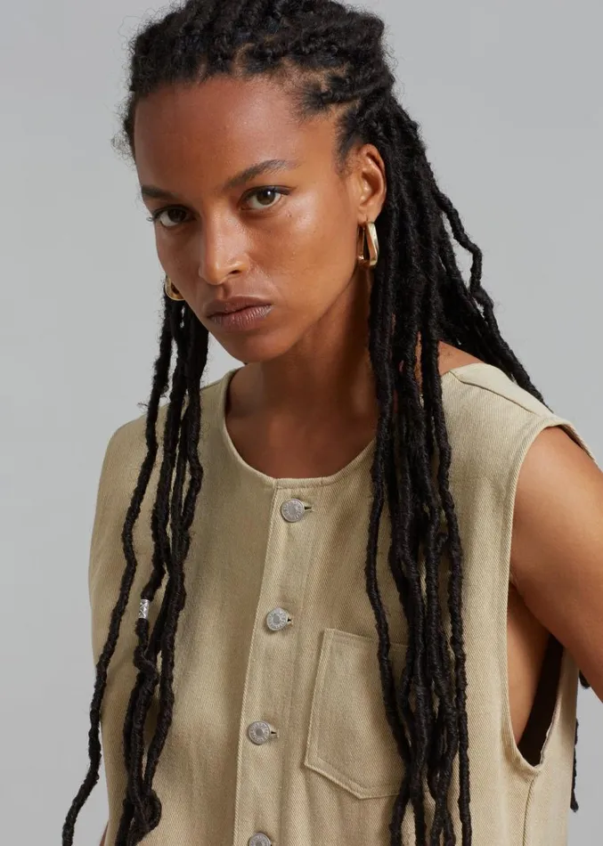 The Frankie Shop Liv Denim Jumpsuit 8211 Beige Women Jumpsuits