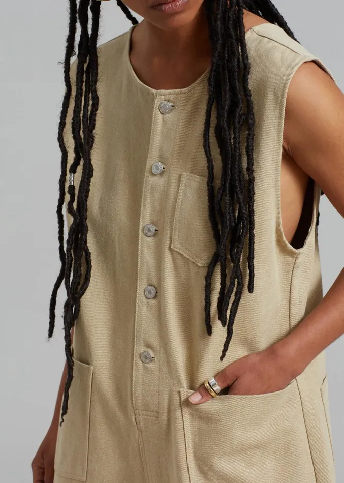 The Frankie Shop Liv Denim Jumpsuit 8211 Beige Women Jumpsuits