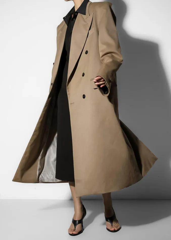 The Frankie Shop London Double Breasted Coat 8211 Taupe Women Outerwear