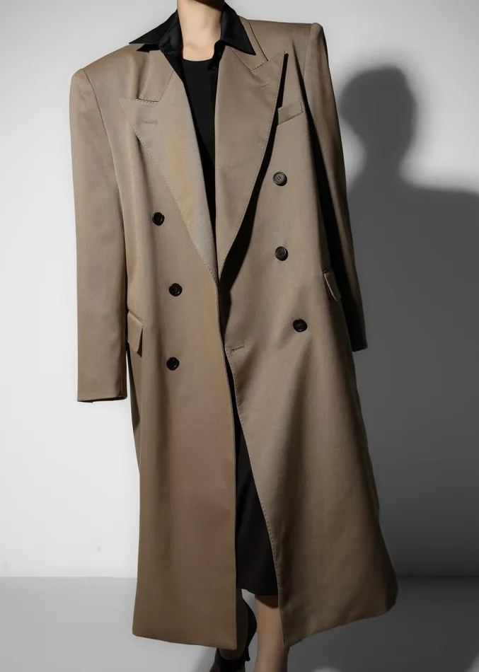 The Frankie Shop London Double Breasted Coat 8211 Taupe Women Outerwear