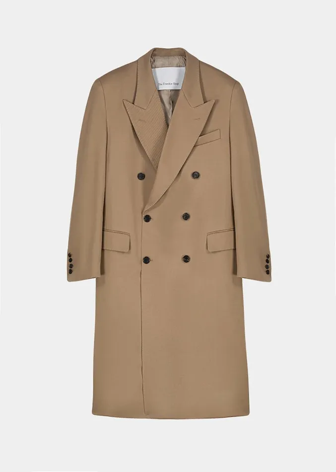The Frankie Shop London Double Breasted Coat 8211 Taupe Women Outerwear