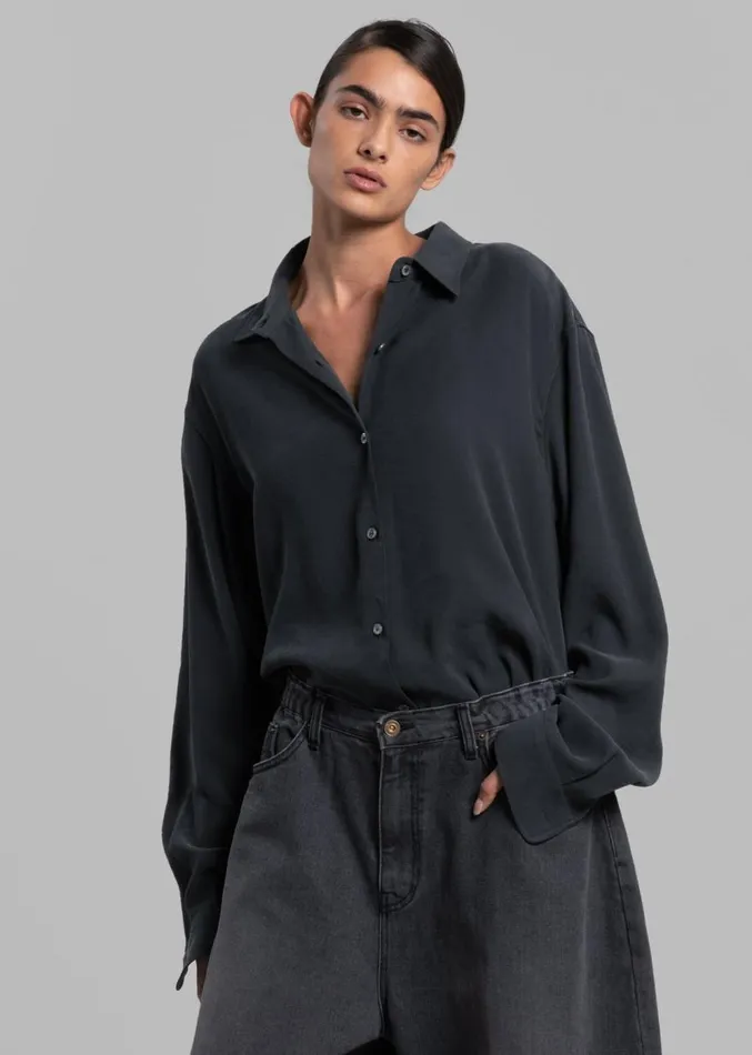 The Frankie Shop Lotta Fluid Shirt 8211 Charcoal Women Clothing