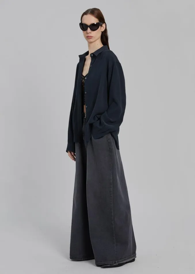 The Frankie Shop Lotta Fluid Shirt 8211 Charcoal Women Clothing