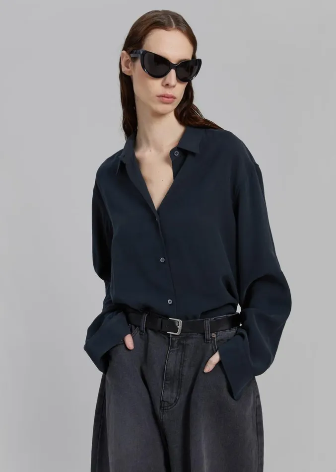 The Frankie Shop Lotta Fluid Shirt 8211 Charcoal Women Clothing