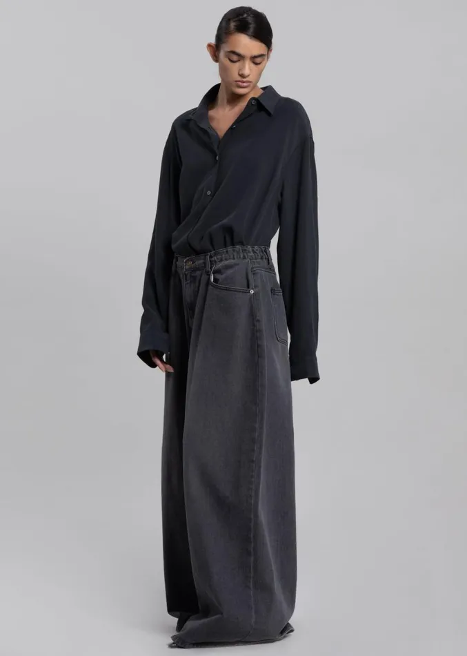 The Frankie Shop Lotta Fluid Shirt 8211 Charcoal Women Clothing