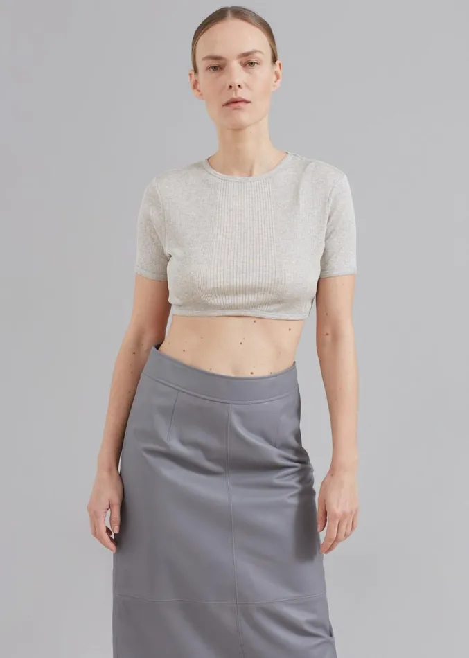 The Frankie Shop Loulou Studio Adas Cropped Top 8211 Grey Melange Women Tops