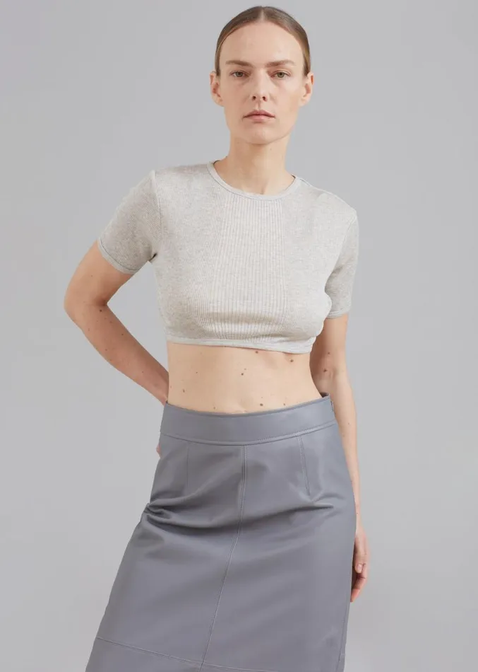 The Frankie Shop Loulou Studio Adas Cropped Top 8211 Grey Melange Women Tops
