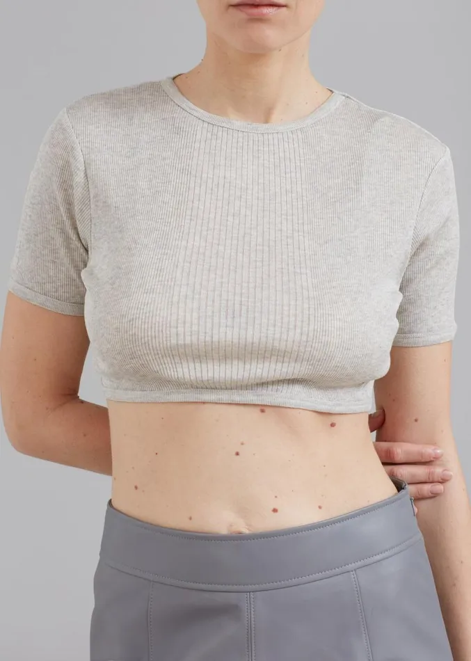 The Frankie Shop Loulou Studio Adas Cropped Top 8211 Grey Melange Women Tops
