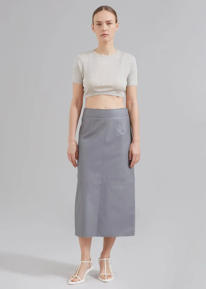 The Frankie Shop Loulou Studio Adas Cropped Top 8211 Grey Melange Women Tops