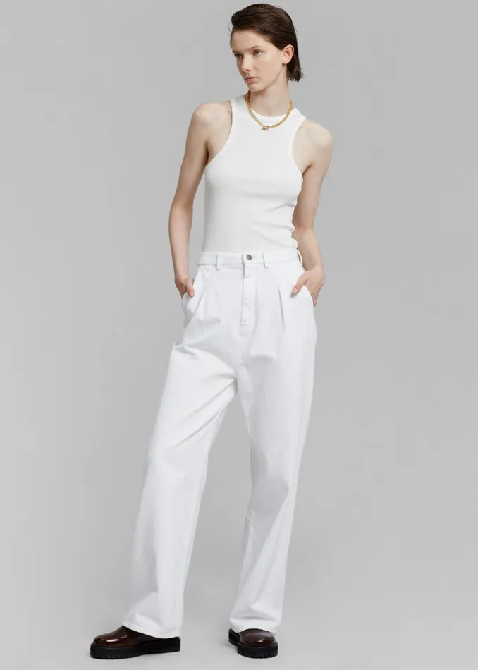 The Frankie Shop Loulou Studio Attu Wide Leg Denim 8211 Ivory Women Bottoms