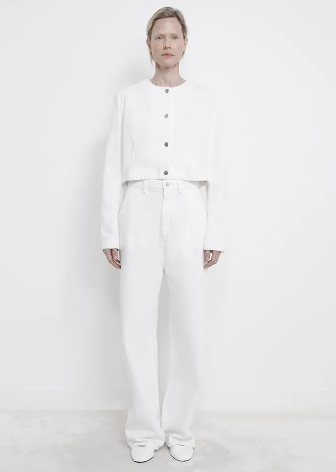 The Frankie Shop Loulou Studio Attu Wide Leg Denim 8211 Ivory Women Bottoms