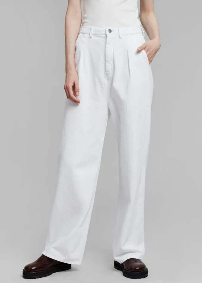 The Frankie Shop Loulou Studio Attu Wide Leg Denim 8211 Ivory Women Bottoms
