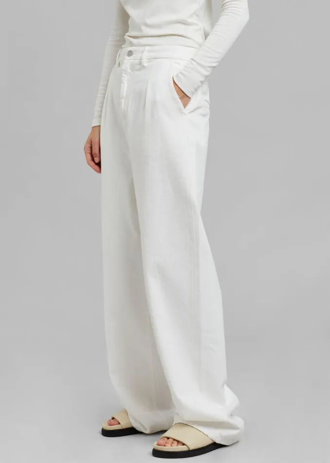 The Frankie Shop Loulou Studio Attu Wide Leg Denim 8211 Ivory Women Bottoms