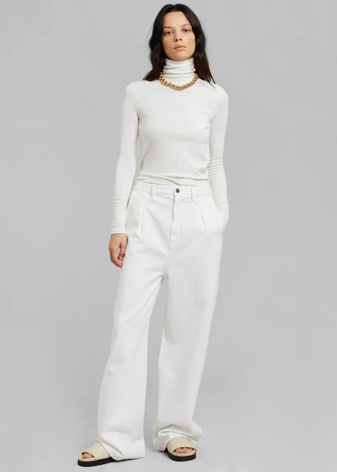 The Frankie Shop Loulou Studio Attu Wide Leg Denim 8211 Ivory Women Bottoms
