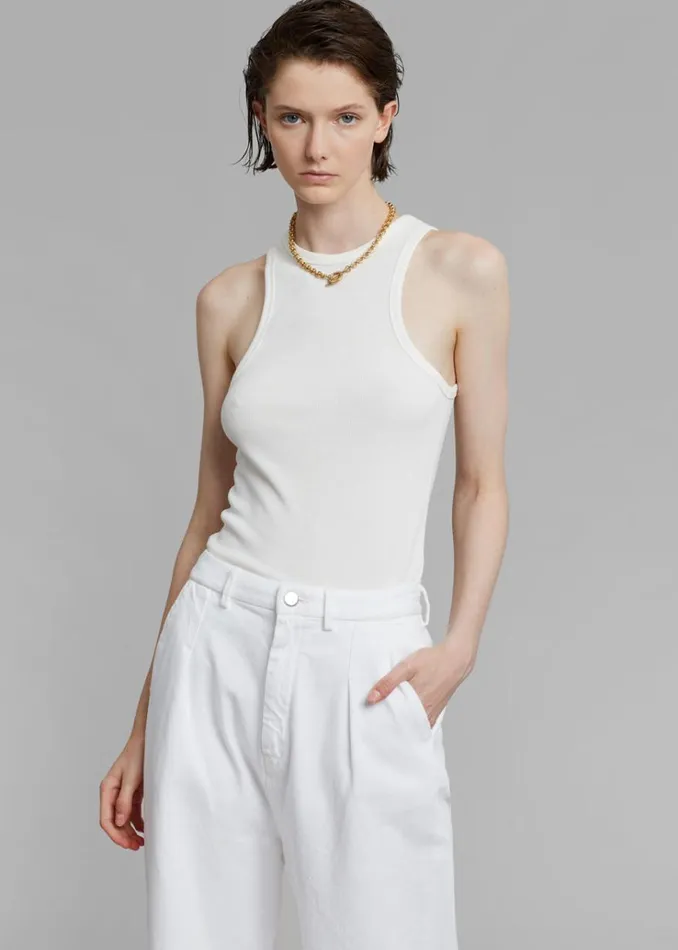 The Frankie Shop Loulou Studio Attu Wide Leg Denim 8211 Ivory Women Bottoms