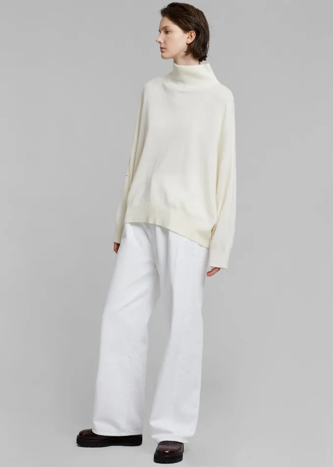 The Frankie Shop Loulou Studio Attu Wide Leg Denim 8211 Ivory Women Bottoms