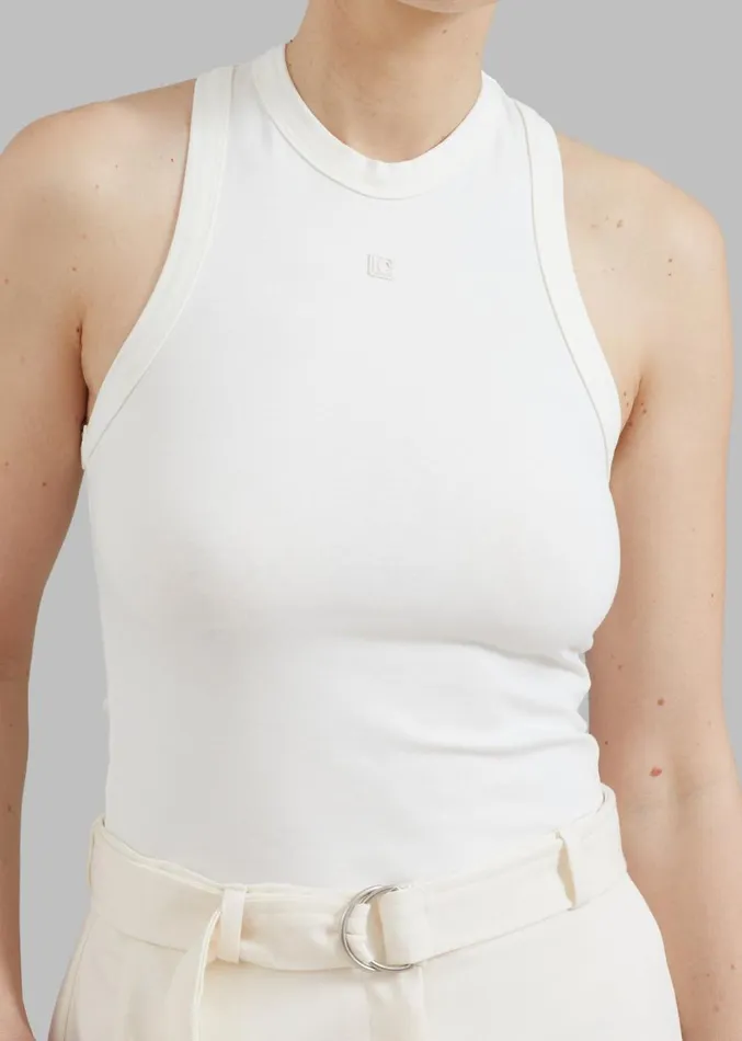 The Frankie Shop Low Classic Jersey Sleeveless Top 8211 Ivory Women Tops