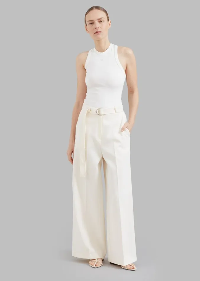 The Frankie Shop Low Classic Jersey Sleeveless Top 8211 Ivory Women Tops