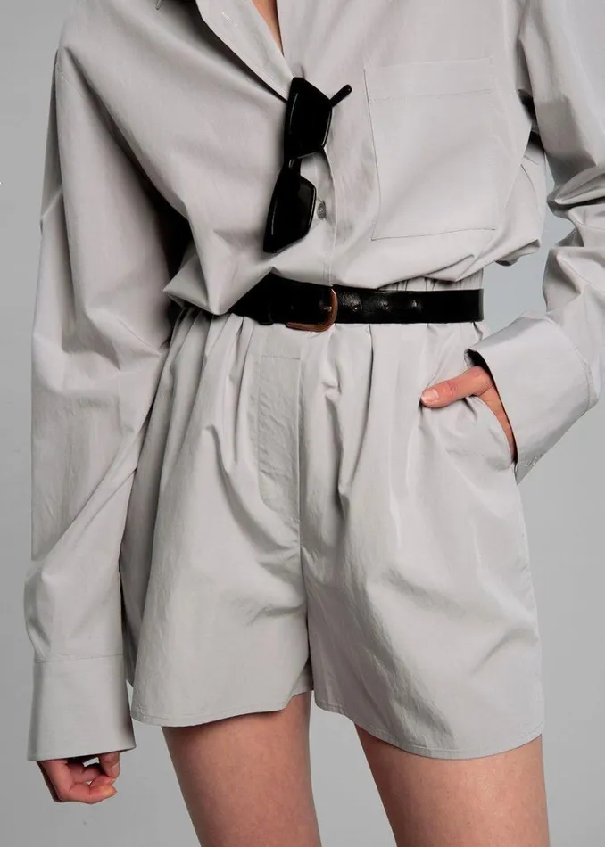 The Frankie Shop Lui Cotton Boxer Short 8211 Ice Women Bottoms
