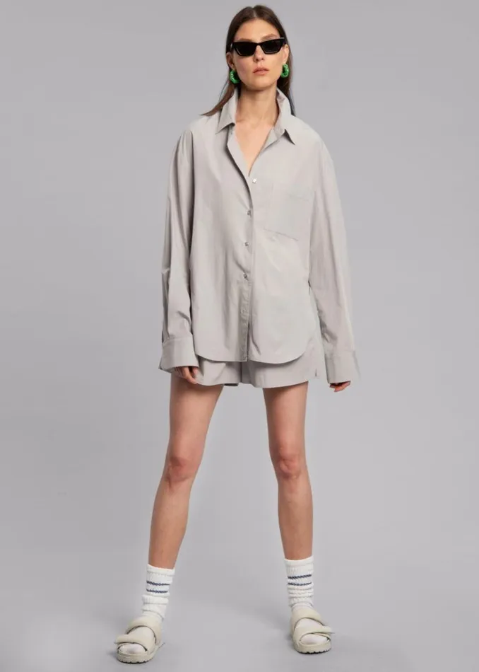 The Frankie Shop Lui Cotton Boxer Short 8211 Ice Women Bottoms
