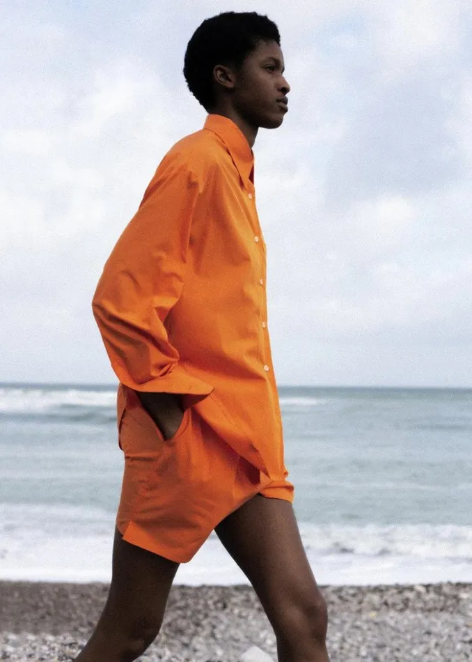 The Frankie Shop Lui Cotton Shirt 8211 Tangerine Women Tops