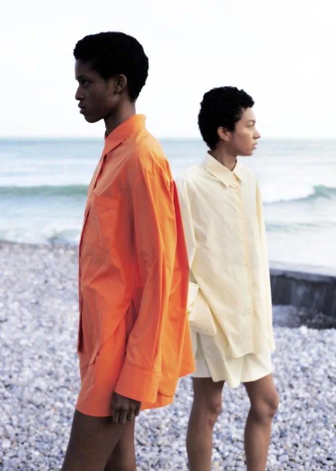 The Frankie Shop Lui Cotton Shirt 8211 Tangerine Women Tops