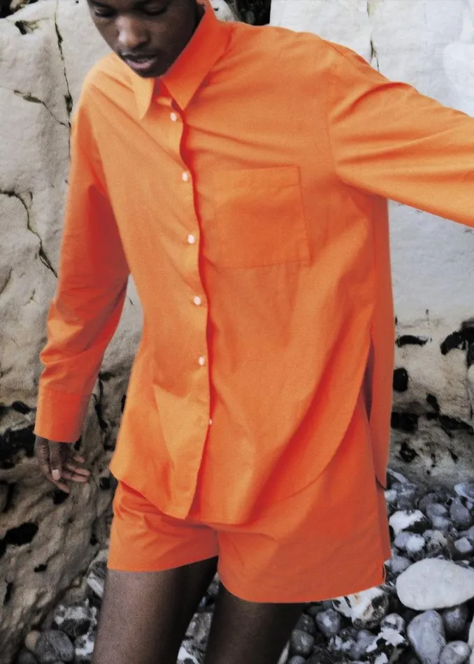 The Frankie Shop Lui Cotton Shirt 8211 Tangerine Women Tops