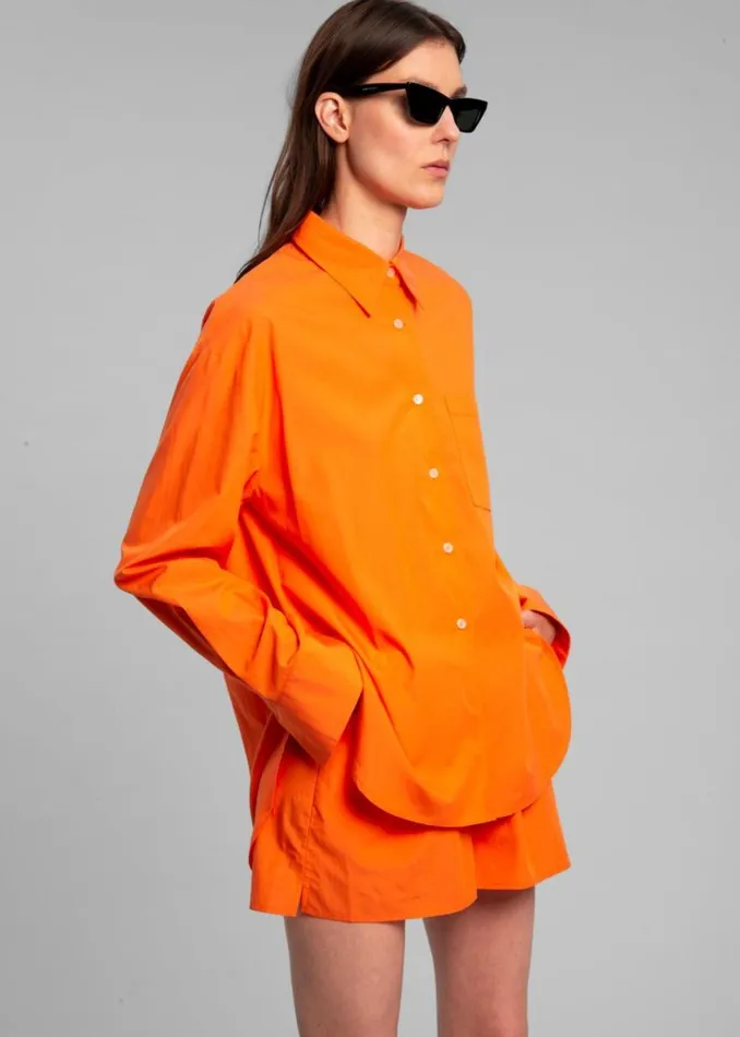 The Frankie Shop Lui Cotton Shirt 8211 Tangerine Women Tops