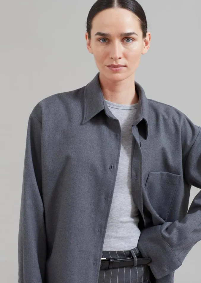 The Frankie Shop Lui Midweight Shirt 8211 Grey Women Clothing