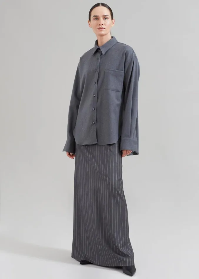 The Frankie Shop Lui Midweight Shirt 8211 Grey Women Clothing