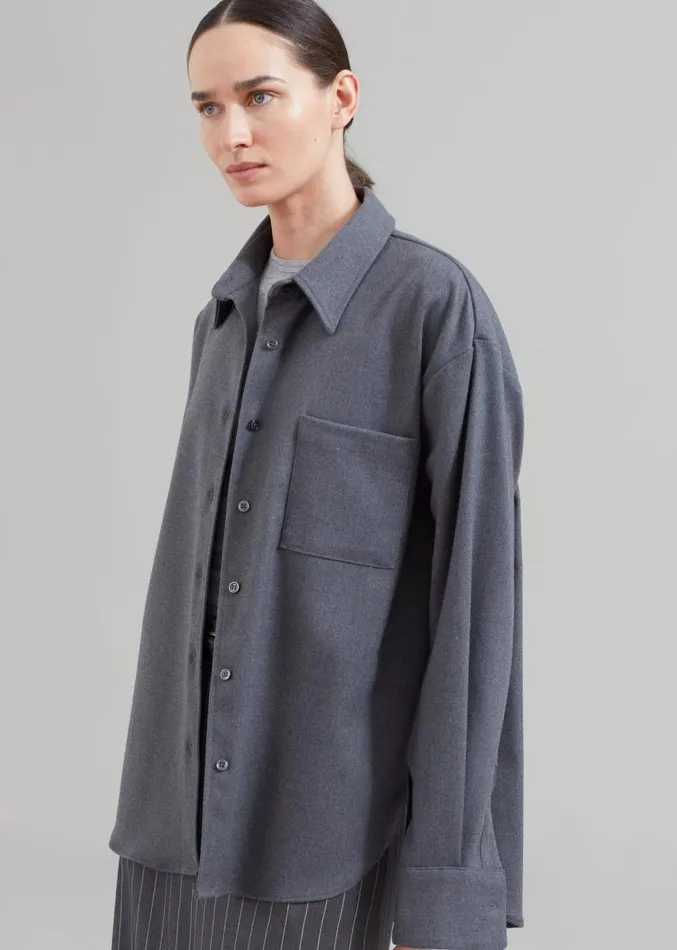 The Frankie Shop Lui Midweight Shirt 8211 Grey Women Clothing