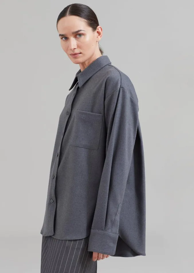 The Frankie Shop Lui Midweight Shirt 8211 Grey Women Clothing
