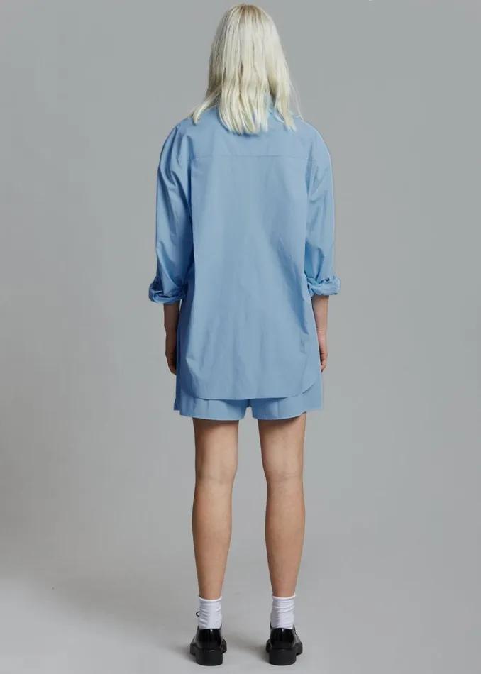 The Frankie Shop Lui Organic Cotton Boxer Short 8211 Blue Women Clothing