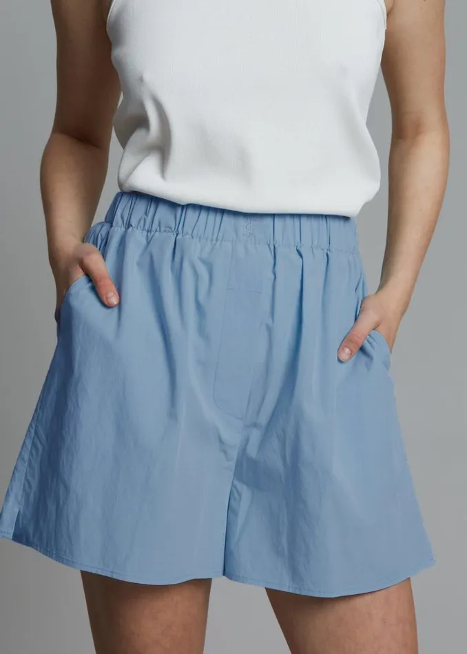 The Frankie Shop Lui Organic Cotton Boxer Short 8211 Blue Women Clothing