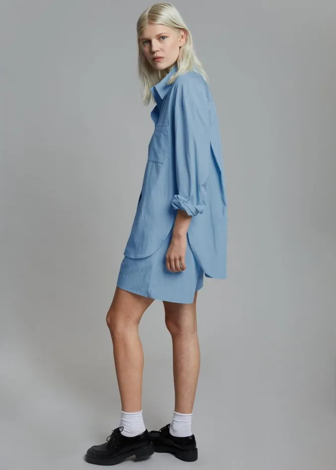 The Frankie Shop Lui Organic Cotton Boxer Short 8211 Blue Women Clothing