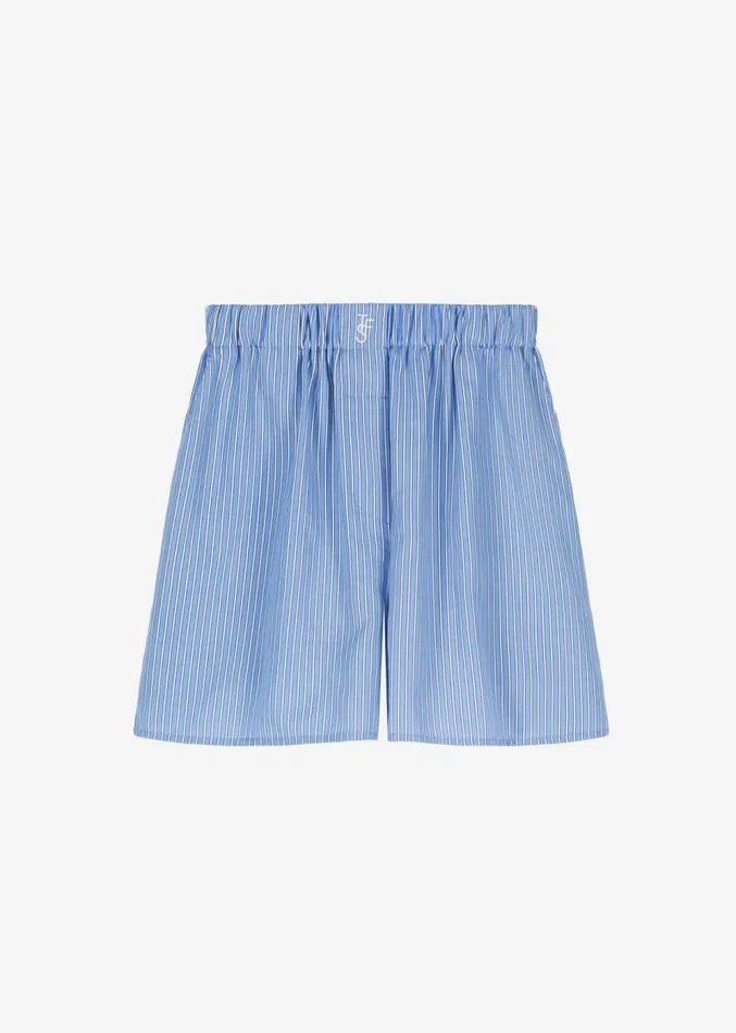 The Frankie Shop Lui Oxford Boxer Shorts 8211 Light BlueBlack Stripe Women Clothing