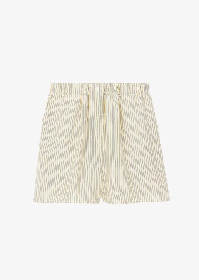 The Frankie Shop Lui Oxford Boxer Shorts 8211 Pale YellowBlack Stripe Women Clothing