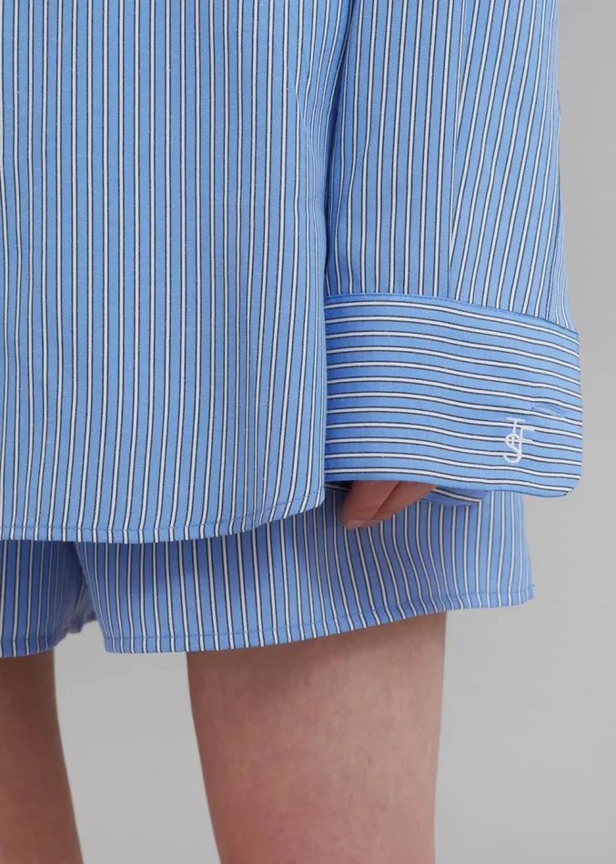 The Frankie Shop Lui Oxford Shirt 8211 Light BlueBlack Stripe Women Tops