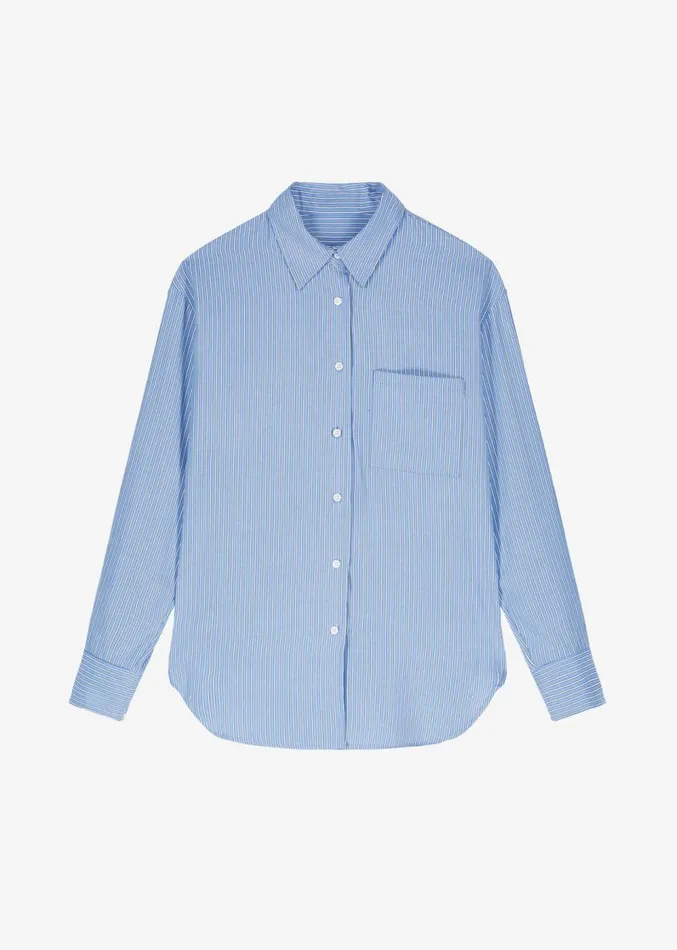 The Frankie Shop Lui Oxford Shirt 8211 Light BlueBlack Stripe Women Tops