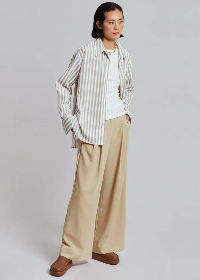 The Frankie Shop Lui Stripe Shirt 8211 Sand Women Clothing