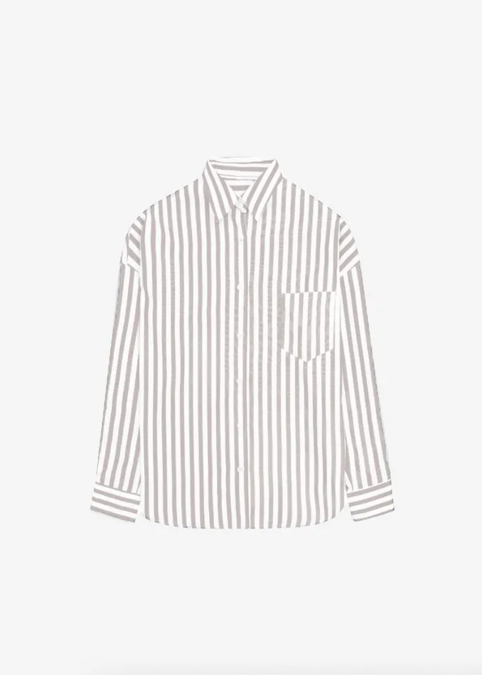 The Frankie Shop Lui Stripe Shirt 8211 Sand Women Clothing
