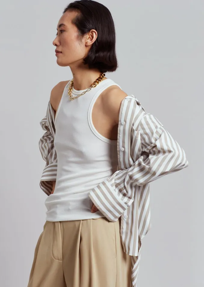 The Frankie Shop Lui Stripe Shirt 8211 Sand Women Clothing