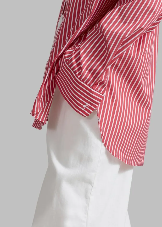 The Frankie Shop Lui Thin Stripe Shirt 8211 Red Stripe Women Clothing
