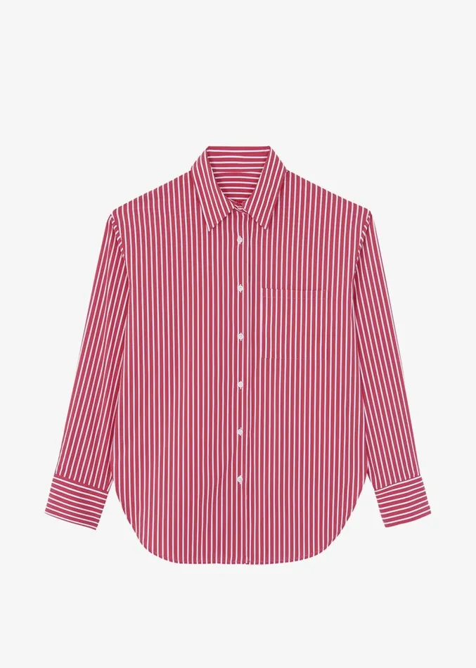 The Frankie Shop Lui Thin Stripe Shirt 8211 Red Stripe Women Clothing