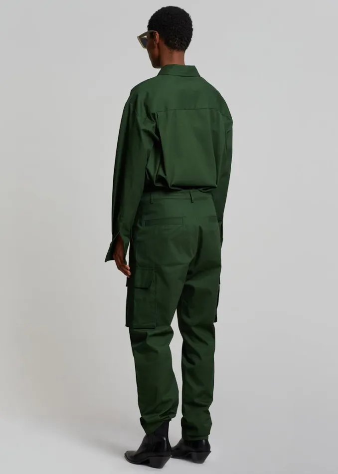 The Frankie Shop Lui Twill Overshirt 8211 Forest Green Women Clothing