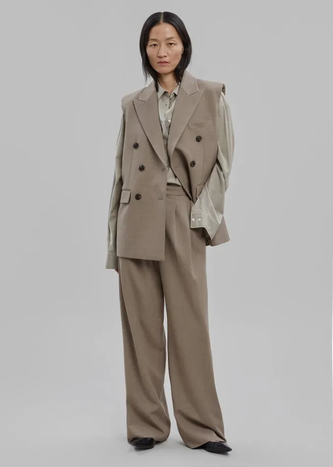 The Frankie Shop Luxor Double Breasted Vest 8211 Taupe Women Outerwear