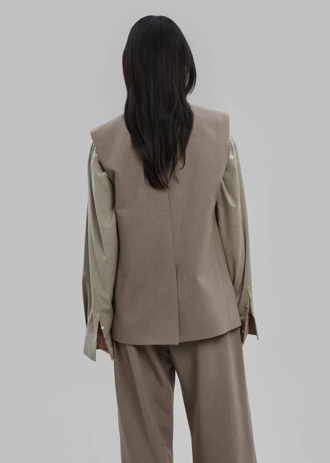 The Frankie Shop Luxor Double Breasted Vest 8211 Taupe Women Outerwear