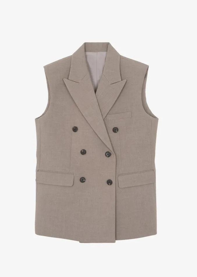 The Frankie Shop Luxor Double Breasted Vest 8211 Taupe Women Outerwear