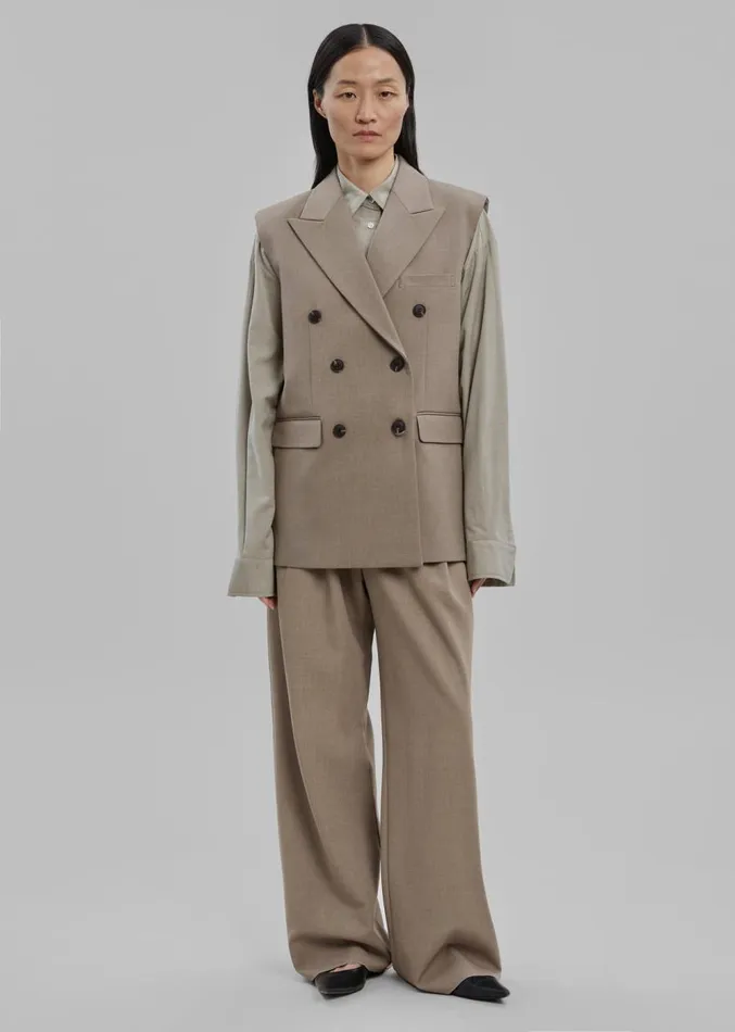 The Frankie Shop Luxor Double Breasted Vest 8211 Taupe Women Outerwear