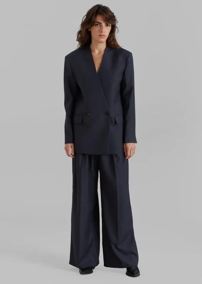 The Frankie Shop Lyxe Collarless Blazer 8211 Charcoal Women Clothing